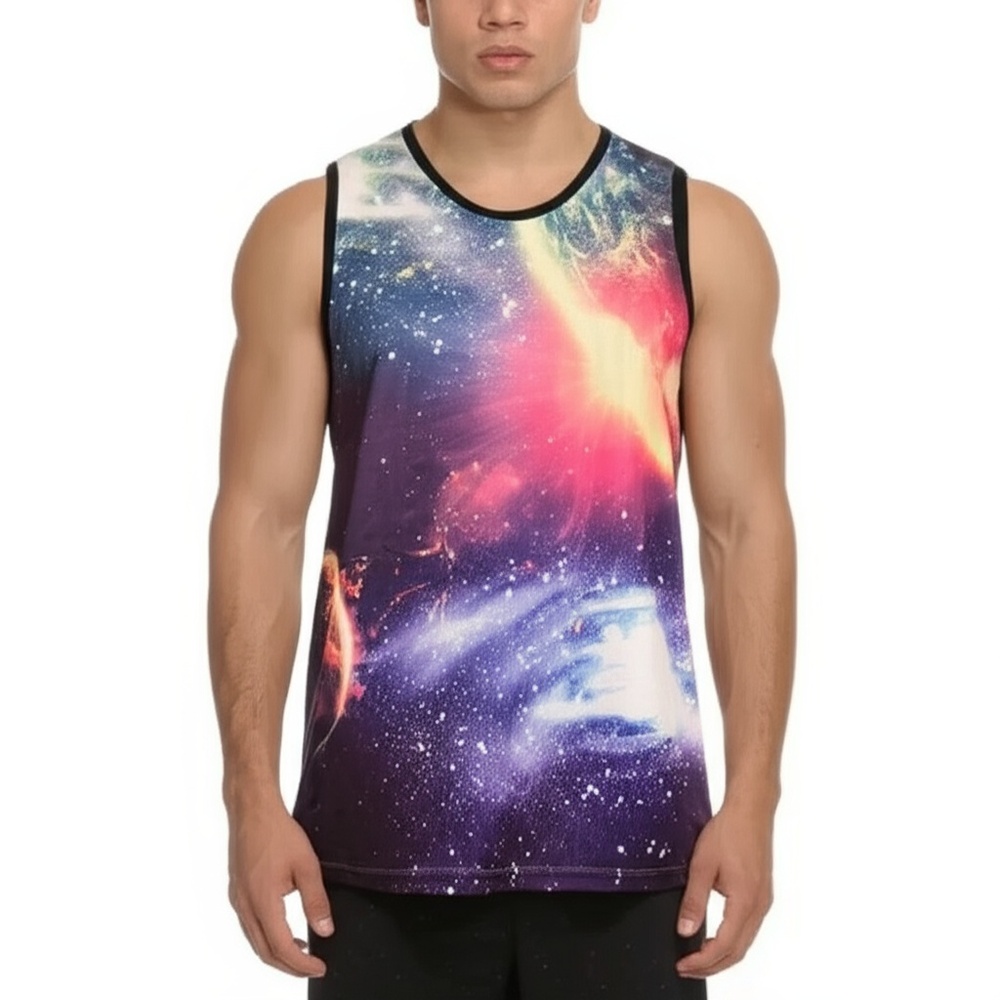 Pacific Surf Mens Multi Color Galaxy Graphic Surf Tank Top Size X-Large